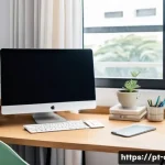 AFP 시험 준비를 위한 자기 주도 학습법 - A bright and organized study space in a modern Brazilian apartment, featuring a clean wooden desk wi...